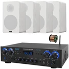 Pyle PDA77BU Usb Sd MP3 Amp Receiver, 4X 6.5 2-WAY Hifi White Speakers, Wire. Fixed Price $401.49.