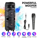 Dual 8 Inch Woofer Bluetooth Speaker System Portable Party Mic Remote Fm. Fixed Price $75.99.