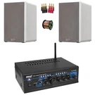 Pyle PTA4 Blue Led Stereo Amp Receiver, 2X 6.5 240W Speakers, Banana Plugs. Fixed Price $235.99.