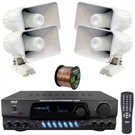 Pyle Stereo 200W Home Receiver, 4X 6'' 50W Indoor/outdoor Pa Horn Speakers, Wire. Fixed Price $200.49.