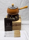 Jc Penney Fondue Set Six Pot Stand Burner Forks Wood Box Japan. Fixed Price $34.98.