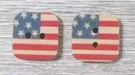 American Flag Wood Square Button Sewing Holes 1/2 Inch. Fixed Price $6.07.