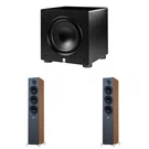 Elac Debut 3.0 Walnut 5.25 Inch Towers With Varro 10 Subwoofer. Fixed Price $1797.00.