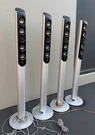 Kirsch Standing Speakers Set Of 4 Wired Silver/black Cylinder Metal Plastic. Fixed Price $360.00.