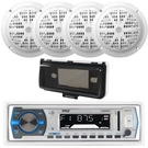 Pyle 1DIN Boat MP3 Usb Radio Receiver, 4X 6.5" Speakers, Stereo Cover. Fixed Price $128.99.