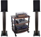 Pair Rockville Rockshelf 68D Dark Wood 6.5" Bookshelf SPEAKERS+36" Stands+rack. Fixed Price $374.85.
