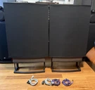 Quad ESL-63 Electrostatic Loudspeakers Pair L&r W/stands-read Please. Fixed Price $2499.99.