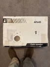 6.5" Outdoor Patio Speaker Pair 150W, Swivel/pivot Mount IP54 White AP640. Fixed Price $105.00.