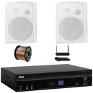 Pyle Karaoke Sound Receiver, 2X 6.5" 500W Indoor/outdoor White Speakers W/ Mic. Fixed Price $289.49.